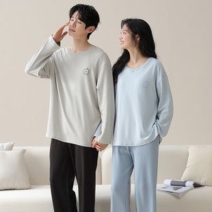 Couple Pajamas Women's 2025 New Casual Simple Spring and Autumn Pullover Long Sleeve Couple Home Clothes suit