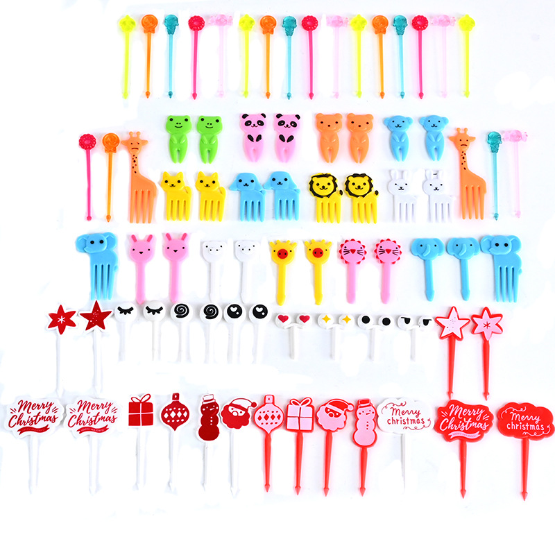 Uso doméstico Cartoon Tenedores para fruta para niños Creativo Animales para niños Set de palillos de plástico para fruta Palillos para fiambrera