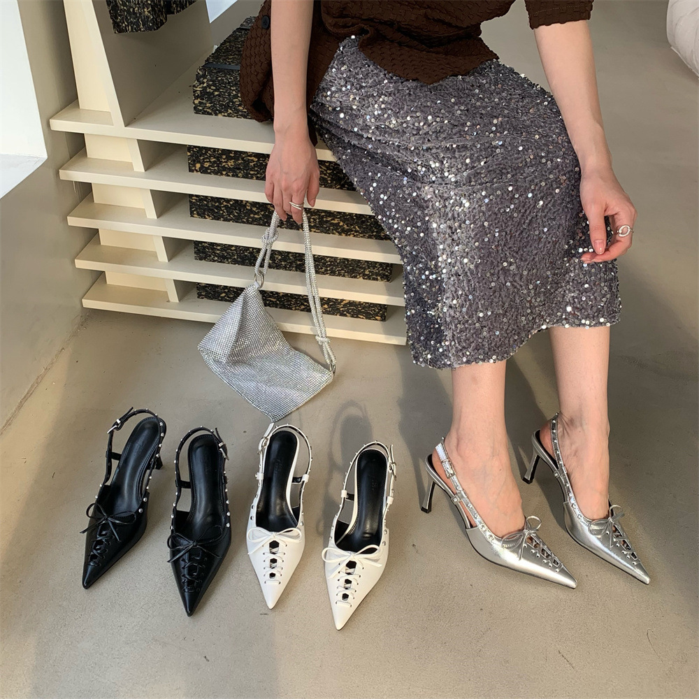2024 New Spring Shoes European and American Pointed Toe Thin Heels Shallow Mouth Fashion Thin Front Straps and Back Vacuum Sandals_voghion.com