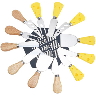 Rubber Wood Stainless Steel Cheese Knife Set Baking Tools Steak Knife Butter Butter Spatula Cheese Pizza Knife