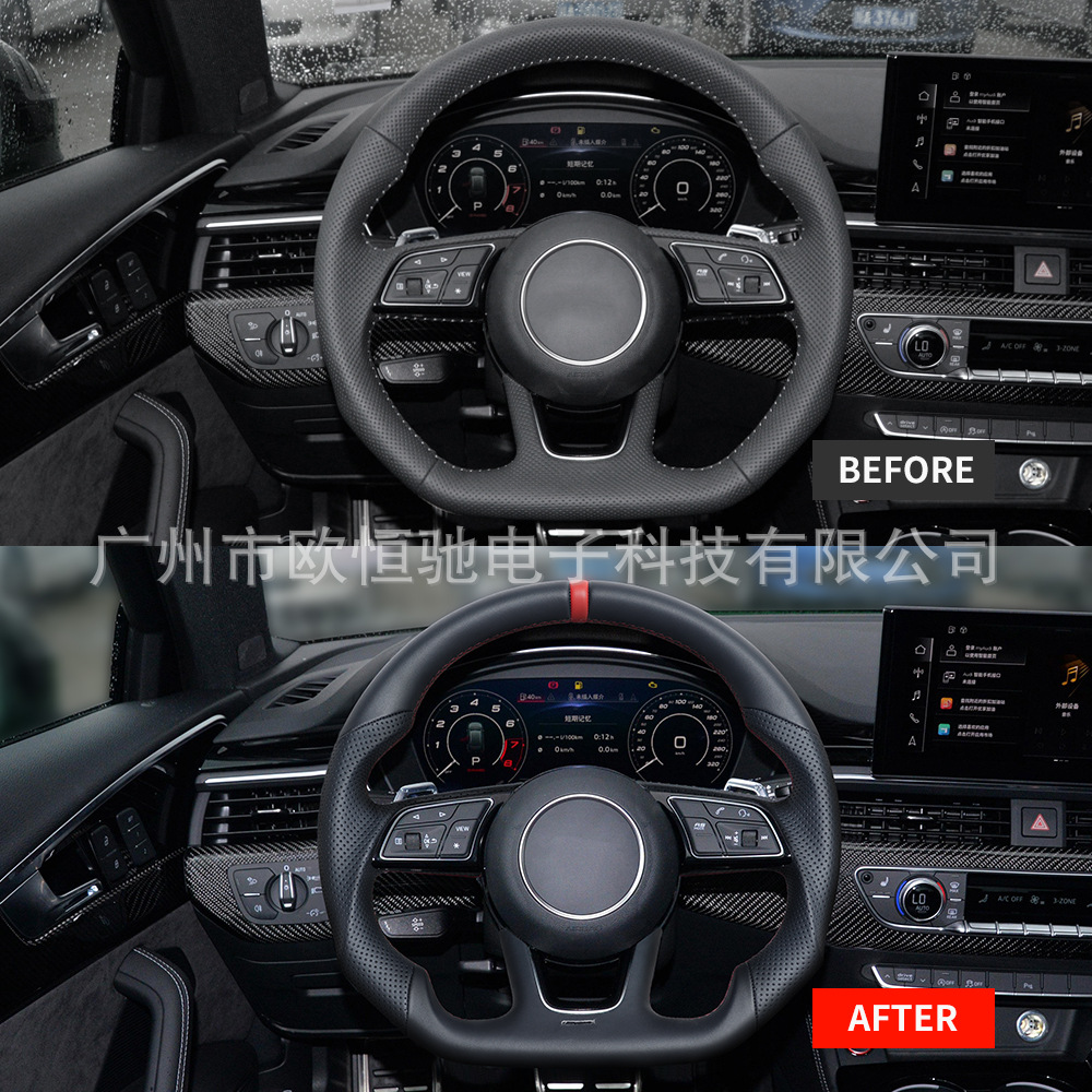 Cross-border hot sale is suitable for Audi RS 17 full leather red positioning line full leather car steering wheel assembly
