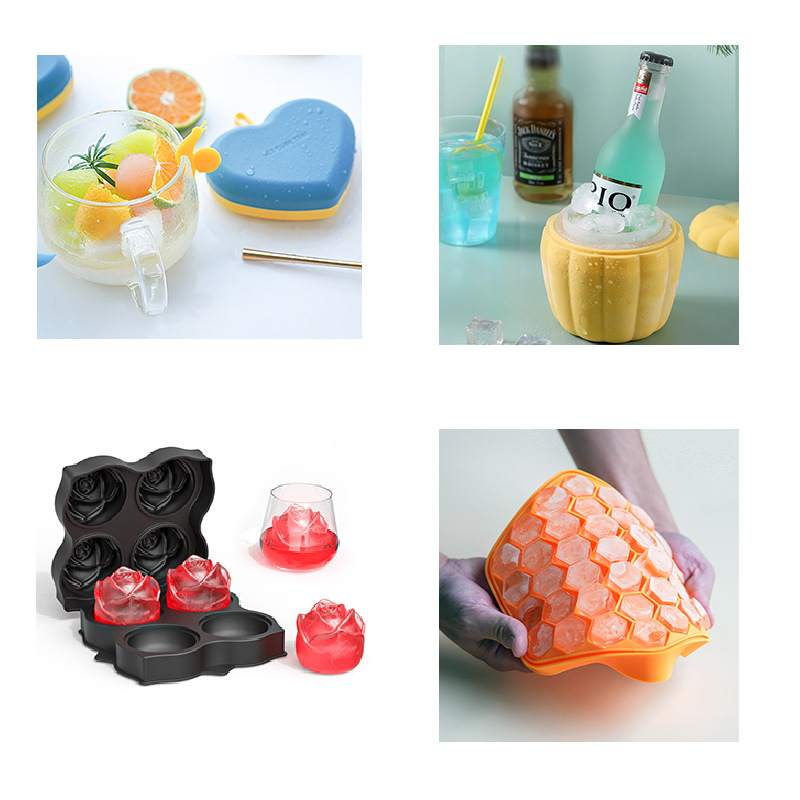 Molde de silicona hielo hockey Rosa bandeja de hielo 4 rejilla bandeja de hielo de silicona cóctel molde de hielo Rosa molde de cubo de hielo