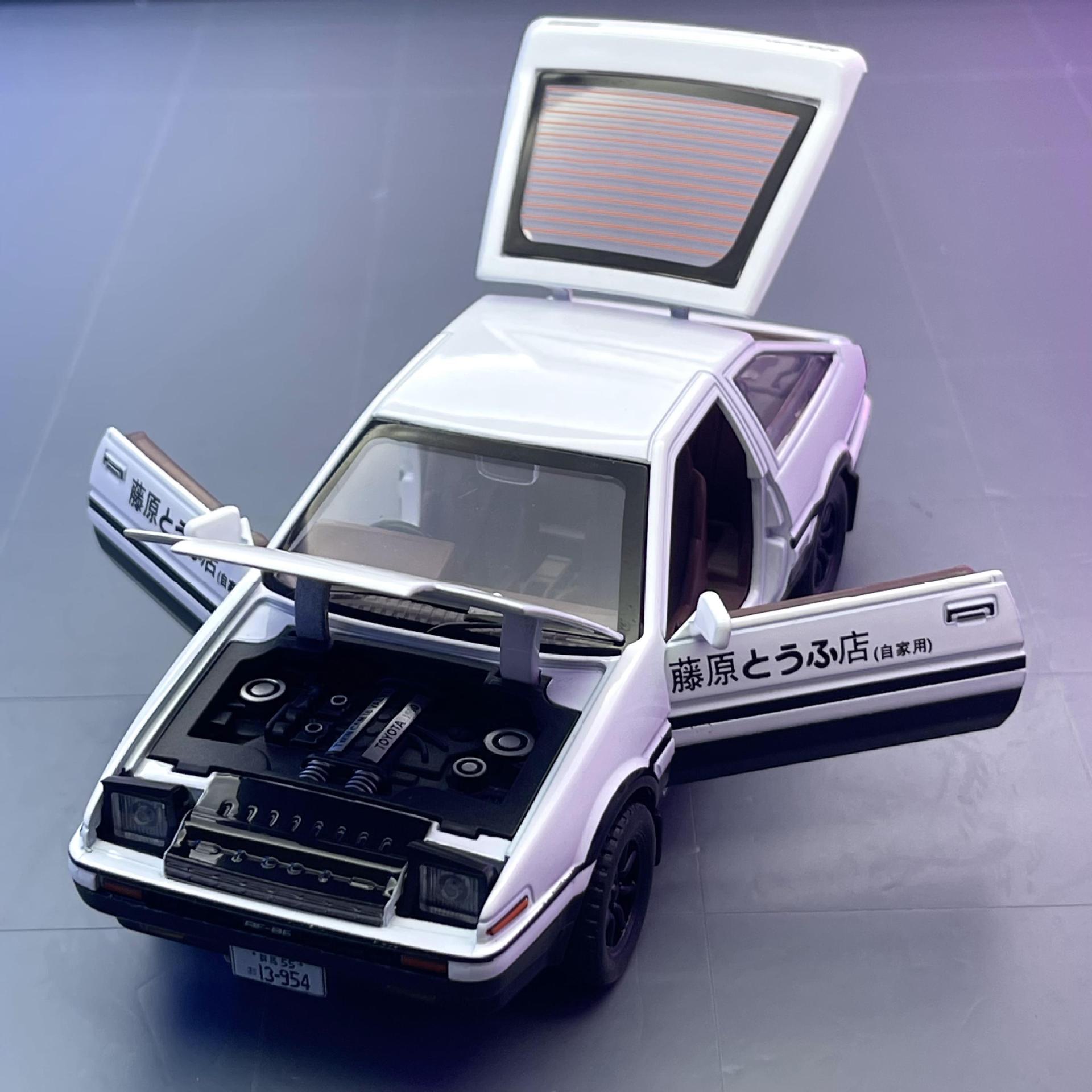 (A granel) Jianyuan aleación coche modelo 1:32 genuino Toyota AE86 pull back sonido y luz juguete coche música modelo adornos