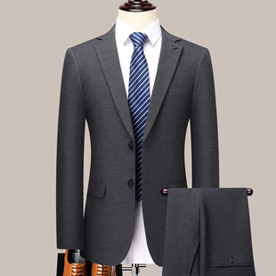 Wool Suit suit Men's Business Casual Slim-fit Suit Two-piece Professional Formal Double Split Wedding Dress