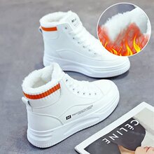 高帮小白鞋女2025新款秋季皮面鞋厚底休闲运动板鞋ins潮百搭女鞋