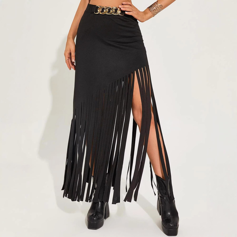 2025 New European and American Independent Station Dark Tassel Punk Style Sexy Skirt