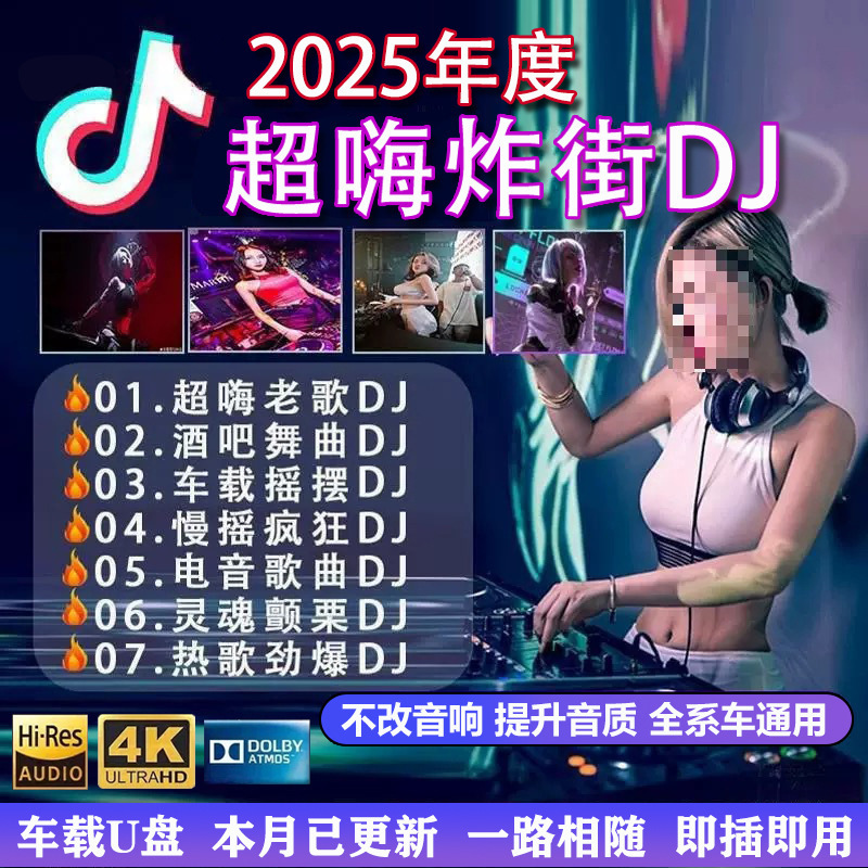 2025 Heavy Bass Dj Songs Car USB Flash Drive Douyin Popular New Songs Chinese Explosive Dance Music Mp3 Music USB Flash Drive