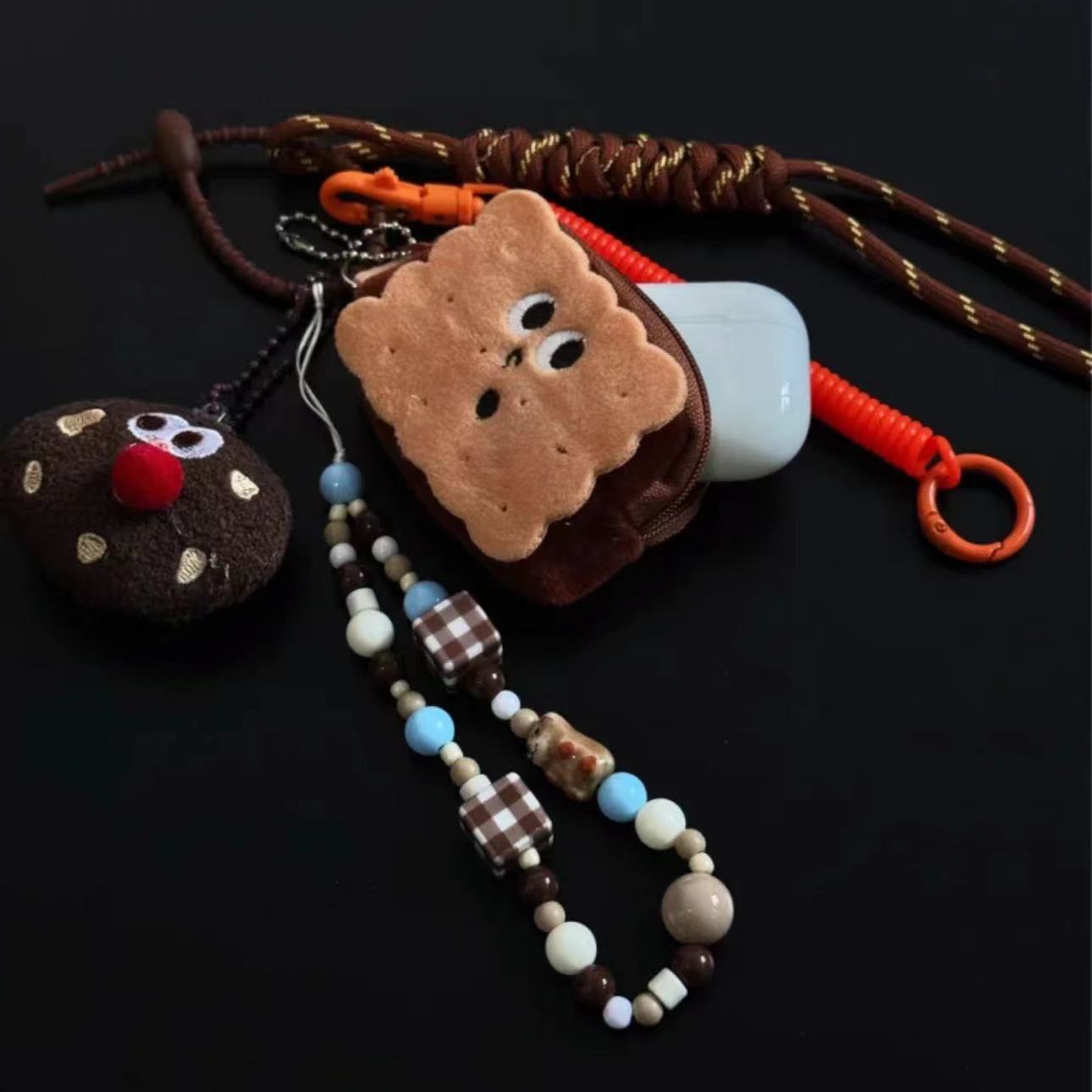 Plush bread headphones chocolate m style pendant