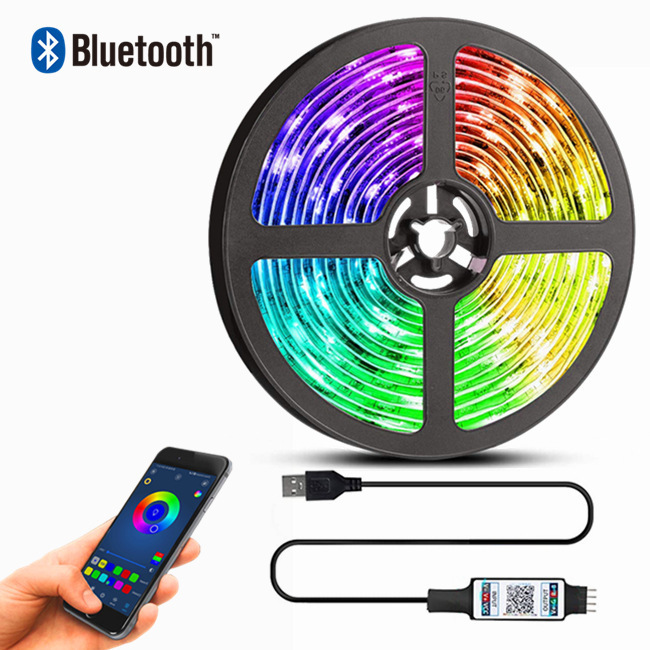 クロスボーダースポット LED ライトストリップキット 5050rgb 変色 5v 低電圧 Bluetooth リモコン付き 24 キー防水雰囲気ライト|undefined