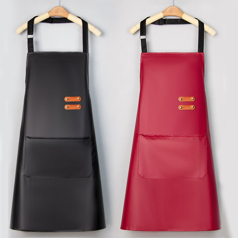 New Leather Apron for Women's Household Waterproof, Oil-Proof and Stain-Resistant Work Clothes Kitchen Catering Restaurant Apron Labor Protection Apron