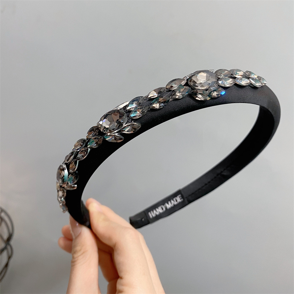 Elegant Simple Style Solid Color Cloth Inlay Rhinestones Hair Band display picture 3