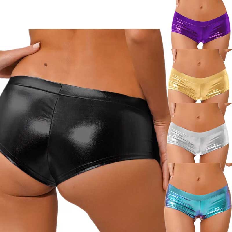 2025 New Style Spice Girls Shorts Women's Patent Leather Bronzing High Stretch Sports Pants Amazon Spice Girls Performance Pants