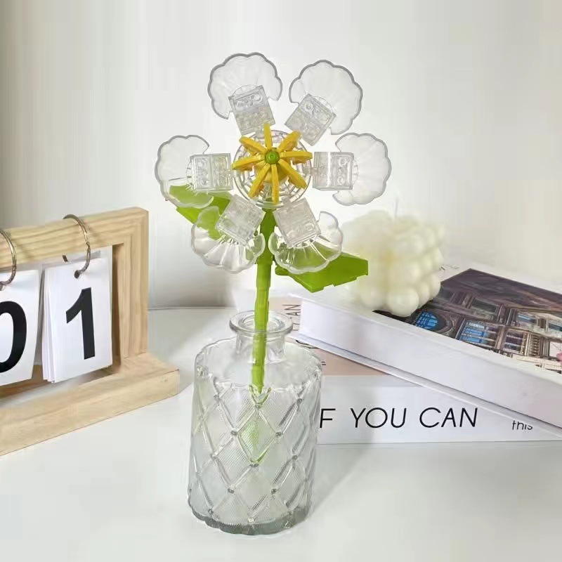 Bloques de construcción de rosas transfronterizos compatibles con ramo de Lego flor eterna rosa girasol Tulipán juguete ensamblado