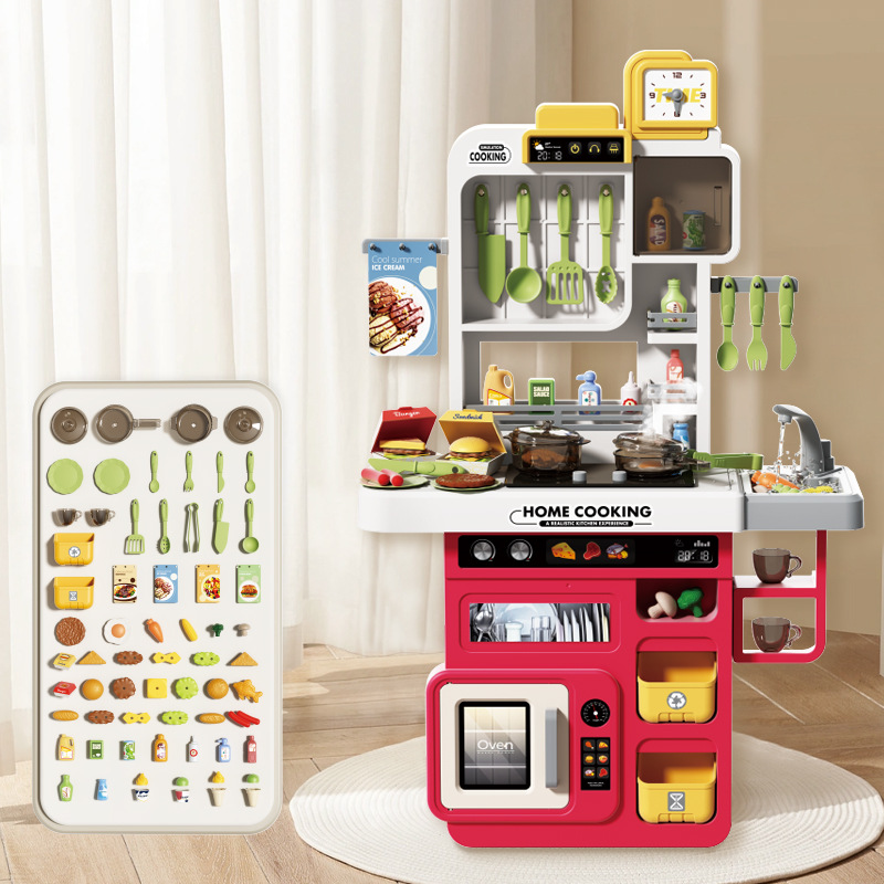 Cocina infantil juguetes simulación de cocina a vapor mesa de trabajo set de platos de cocina de alimentos