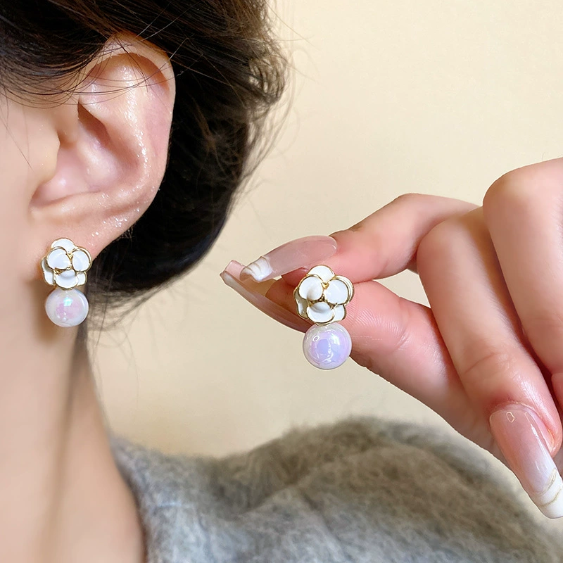 Серьги (серебро S925) с жемчужными вставками, цветочный легкий люкс стиль, деликатные и легкие