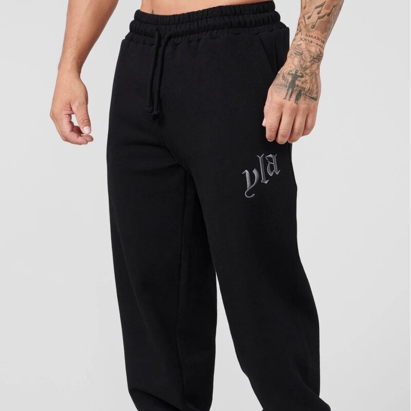 New Men's Sports Pants Heavyweight Terry Embroidered Joggers Fitness Sweatpants with Cuffs