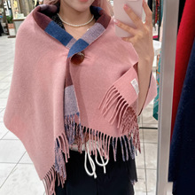 2025新款秋冬西太后土星格纹围巾双面披肩羊毛流苏保暖冬季斗篷女