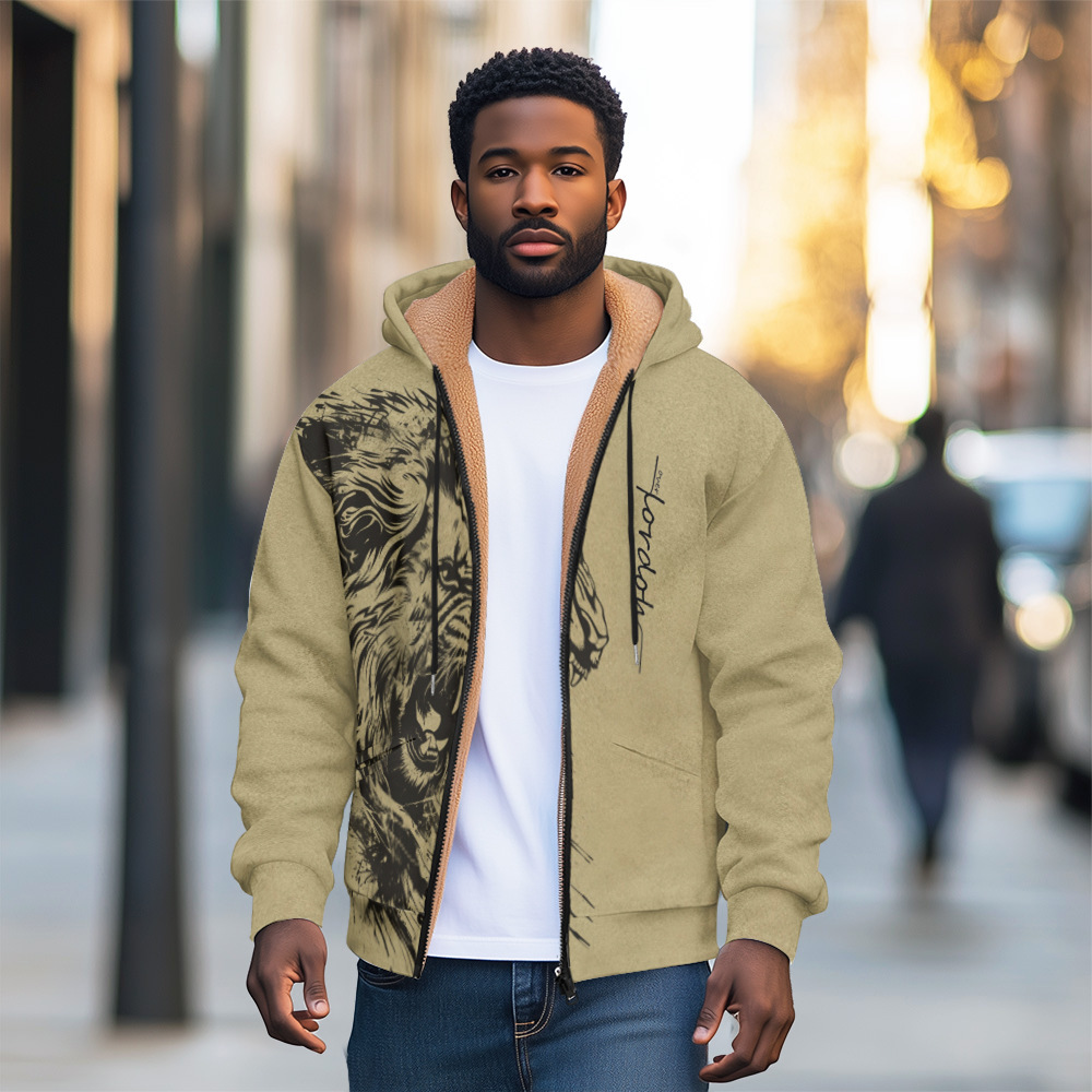 Alta calidad otoño e invierno suéter con capucha para hombre tendencia 3d animal estampado con capucha con cremallera chaqueta MF12