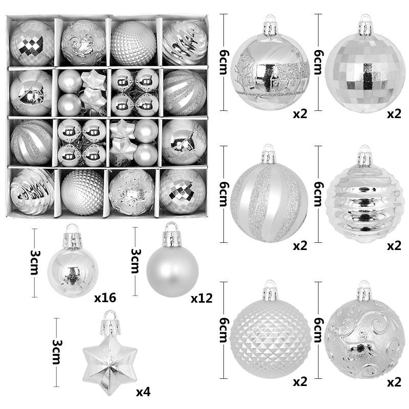 Juego de Esferas Navideñas Set de 44 Piezas 3-6 cm de Plástico Colgante para Árbol de Navidad image 17