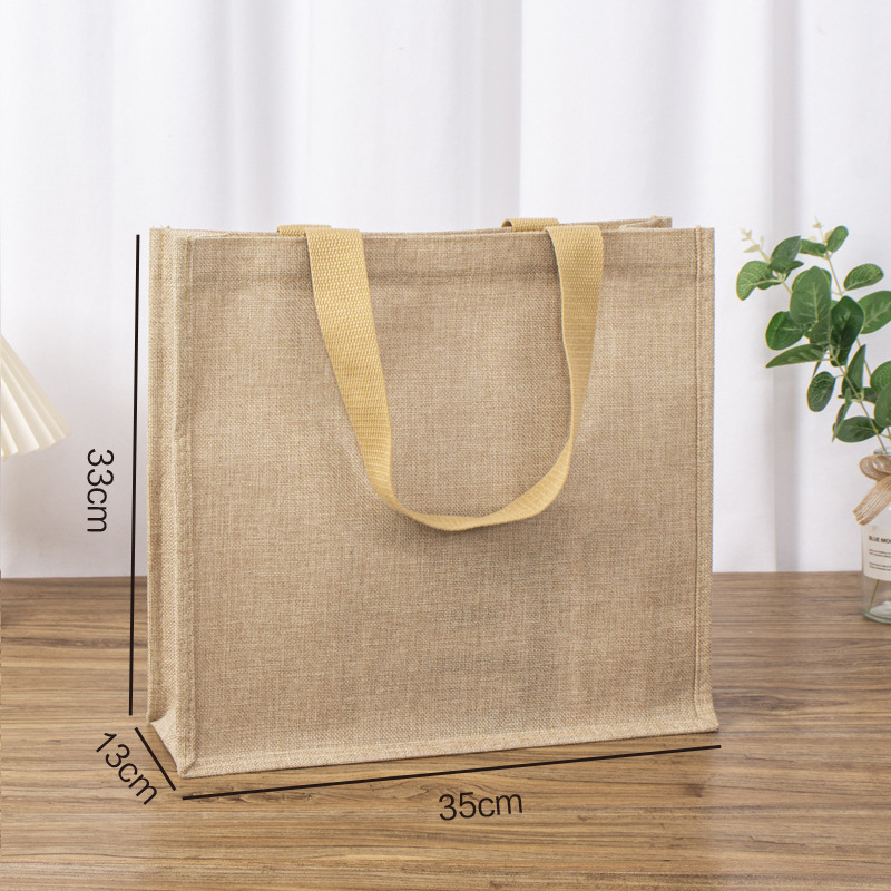 Bolsa de lino simple retro jute portátil bolsas de regalo de regalo de gran capacidad bolsas de lino personalizadas