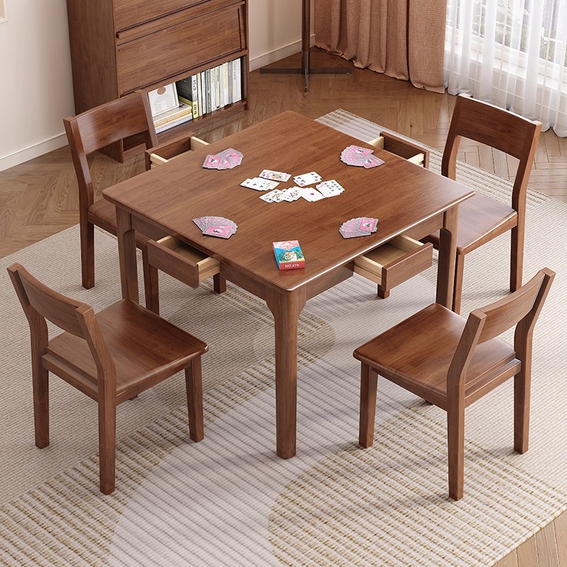 All Solid Wood Small Square Table, Eight Immortals Table, Special Table for Playing Cards, Square Table with Drawers, Square Dining Table