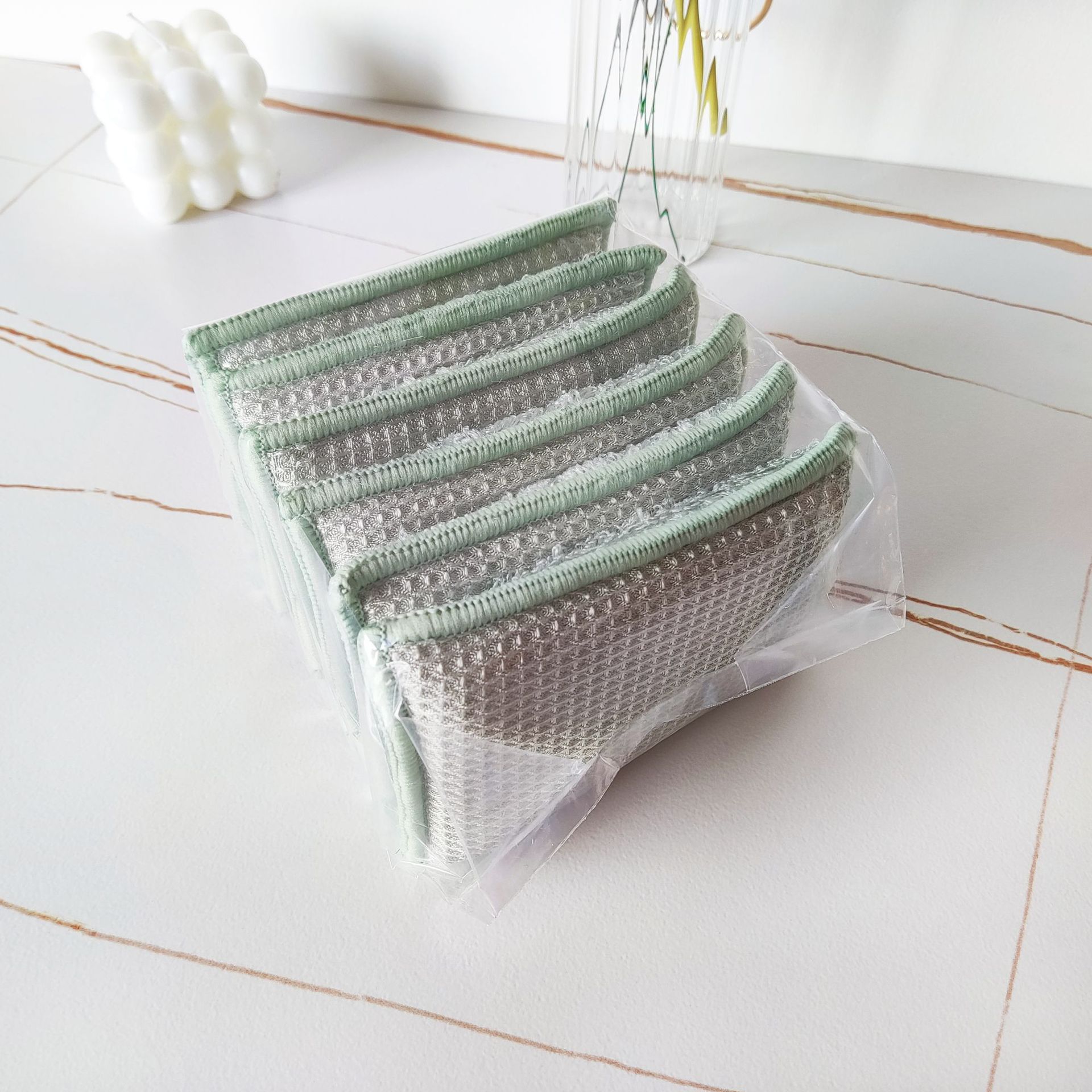 Esponja de cocina de fibra de bambú transfronteriza que no suelta pelusas, esponja mágica de limpieza para lavar platos.