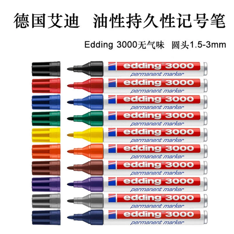 Маркер Edding3000 Persistence, не стирающийся, масляный, с круглой головкой, 1,5–3 мм