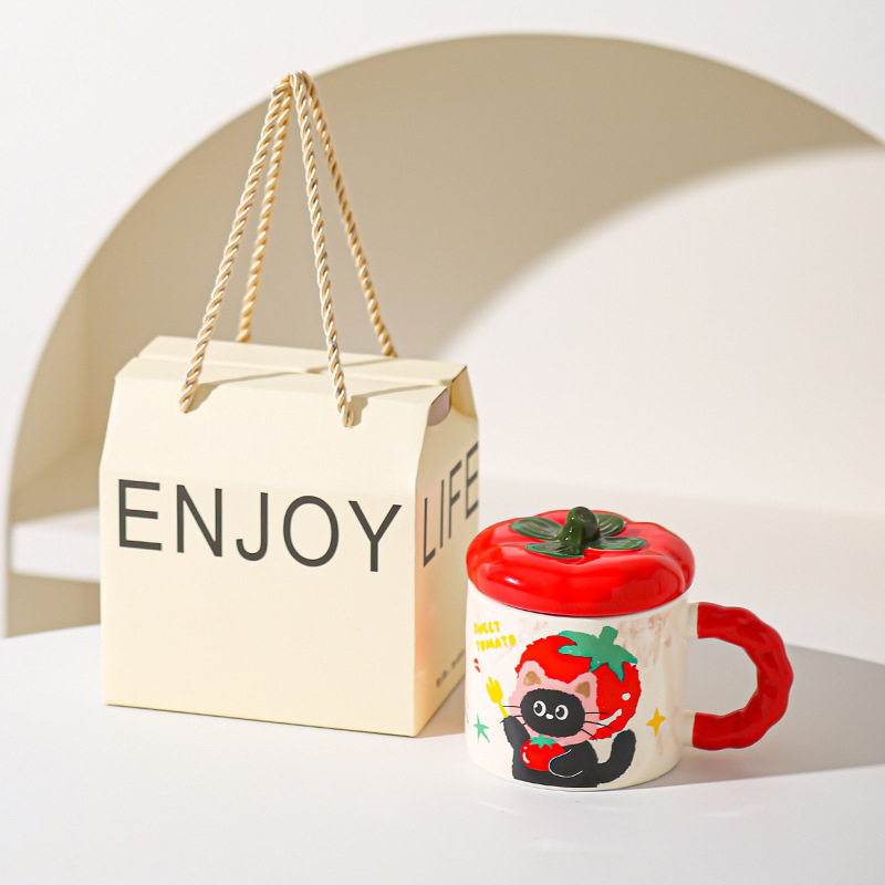 Tazas de cerámica de marcas, tazas de agua lindas, tazas de regalo de cumpleaños con tazas de café cubiertas, tazas de desayuno