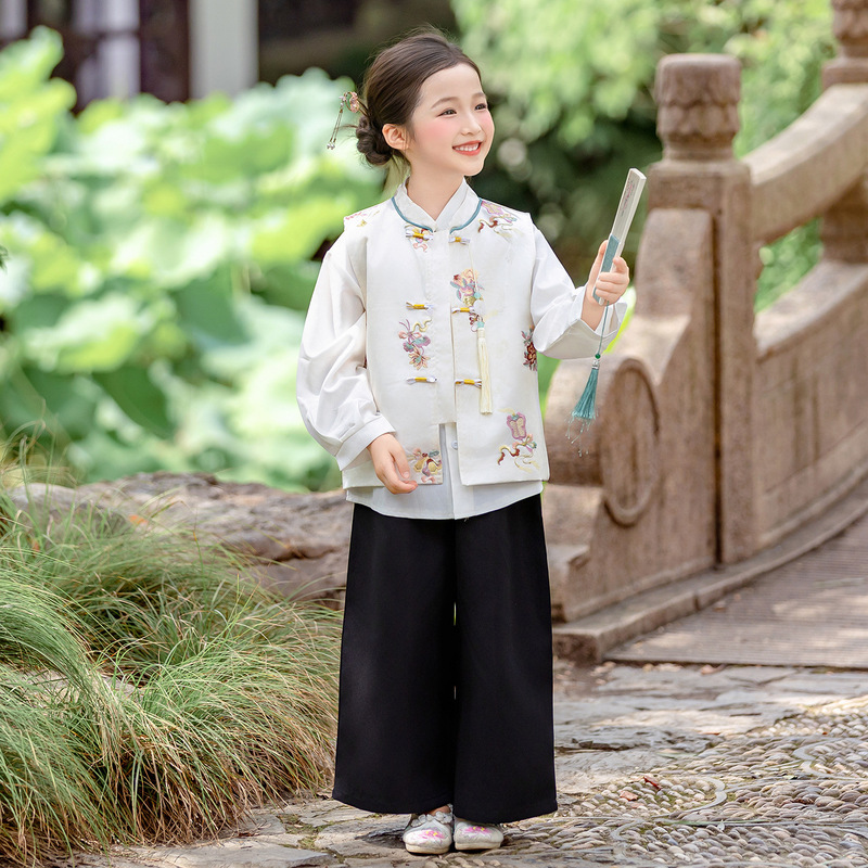 汉服男童夏季中国风古装日常高端女童唐装套装中式国学儿童演出服|undefined