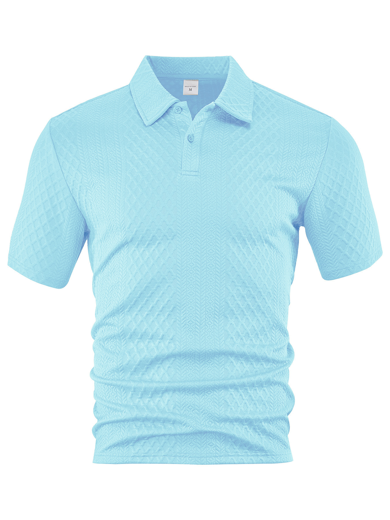 Europa y Estados Unidos ropa de hombre transfronteriza verano delgado relajado transpirable casual Jacquard de color sólido con solapa de manga corta camisa polo de hombre image 12