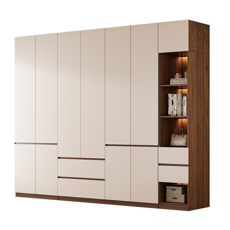 Armario doméstico dormitorio de 16mm de espesor ecológico panel de partículas sin mango diseño armario de color blanco de nuez 60 profundidad image 6