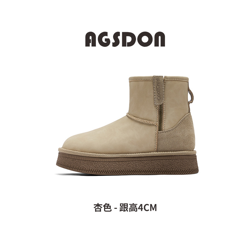 Botas de nieve de Augu Lion para mujeres 2025, nuevos zapatos de algodón al aire libre de invierno con suela gruesa con un pie en botas de lana.