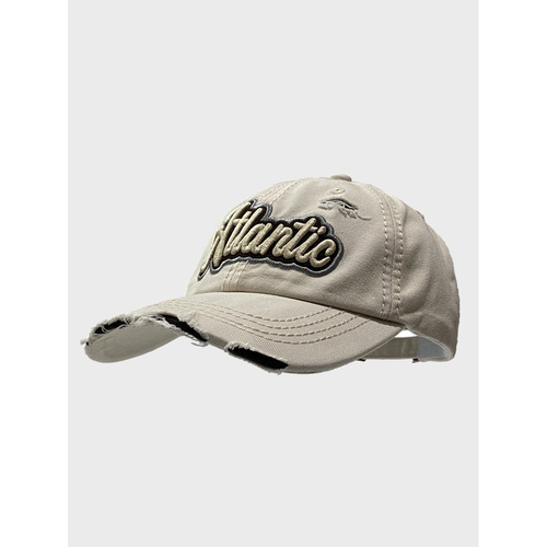 American retro hole baseball cap for women Spring and Summer new fashion khaki color embroidered soft brim duckbill cap for men trendy looks face slimming