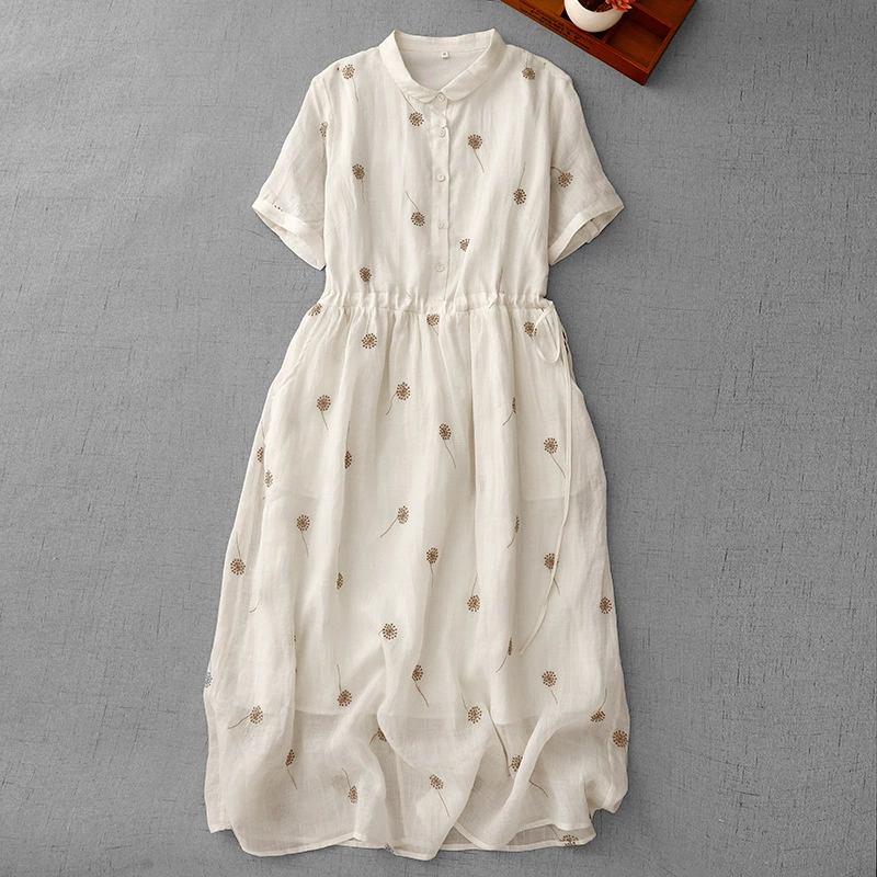 Платье с вышивкой и вышивкой женское лето легкое и роскошное старшее чувство рами темперамент французское длинное платье