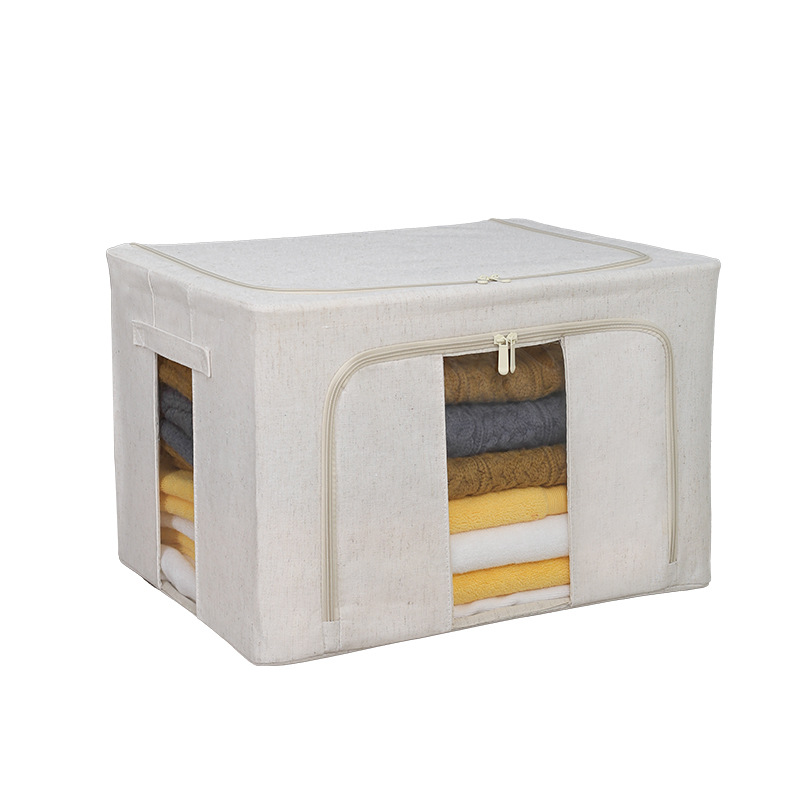 Xiaobudian Tianshan Cotton and Linen Storage Box, Organizer's Special Clothing and Quilt Steel Frame Storage Box, Dustproof and Moisture-Proof Wardrobe