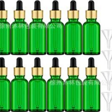 蓝色绿色黑色精油瓶5 10 15 20 30 50 100ml滴管塑料电化铝花篮盖
