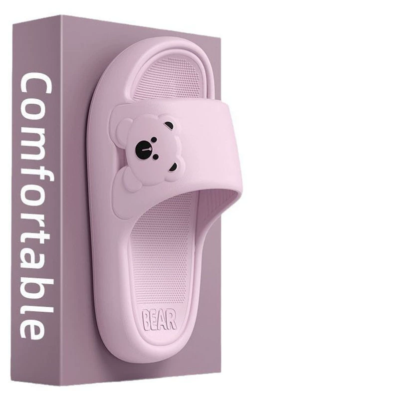 Summer platform slippers, EVA, side-bear detail, sizes 36–45, thin and thick sole options