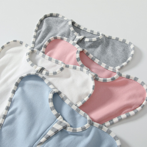 Cross-border baby swaddle sleeping bag, raising hands to prevent kicking, newborn baby solid color cotton sleeping bag, anti-jumping quilt, spring and autumn
