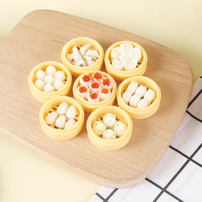Simulación creativa personalizada comida llavero colgante mini vapor bollos al vapor desayuno snack tienda de regalo