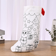 跨境圣诞节涂色袜子DIY涂鸦圣诞袜儿童涂鸦袜子圣诞树装饰批发