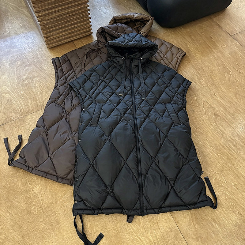 2026 Autumn/Winter European-style oversized diamond-patterned over-the-knee long down vest, warm white duck down jacket 2026 Autumn/Winter European-style oversized diamond-patterned over-the-knee long down vest, warm white duck down jacket