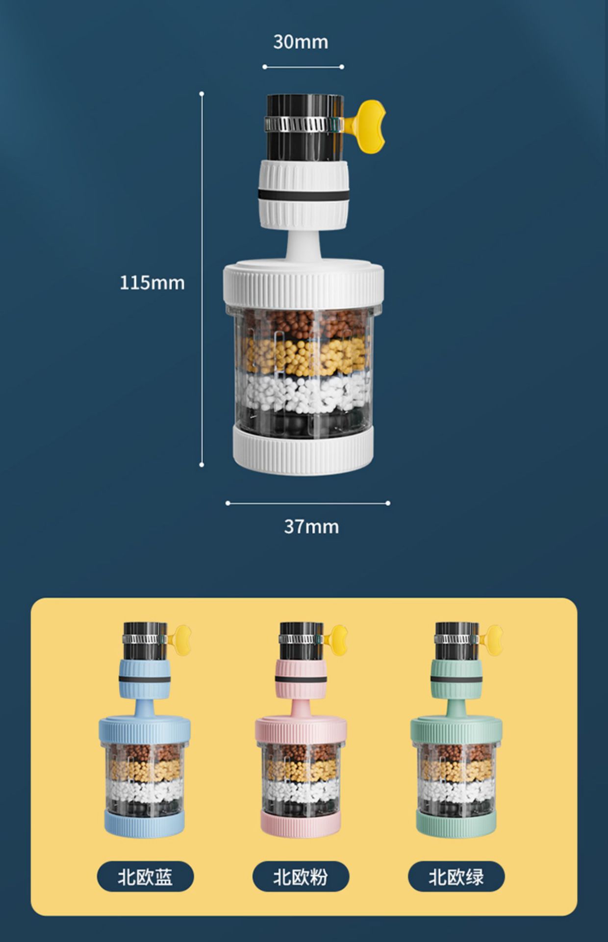 Küchenarmatur-Filter mit drehbarem Auslauf, spritzwasserbeständiger Duschkopf, sechsschichtige universelle abnehmbare und waschbare Wasserleitungsfilter für den Hausgebrauch.