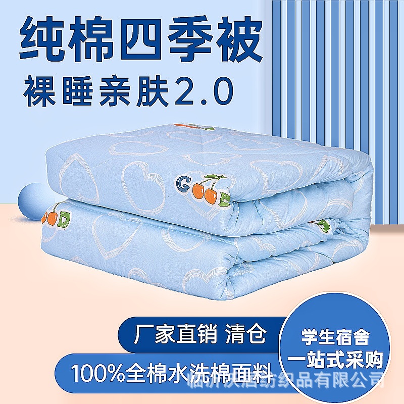 Floral Quilt, Labor Protection Quilt, Cotton Quilt, Washable Student Dormitory Construction Site Bedding, Single Quilt Core, Spring and Autumn Washable Cotton Quilt Core