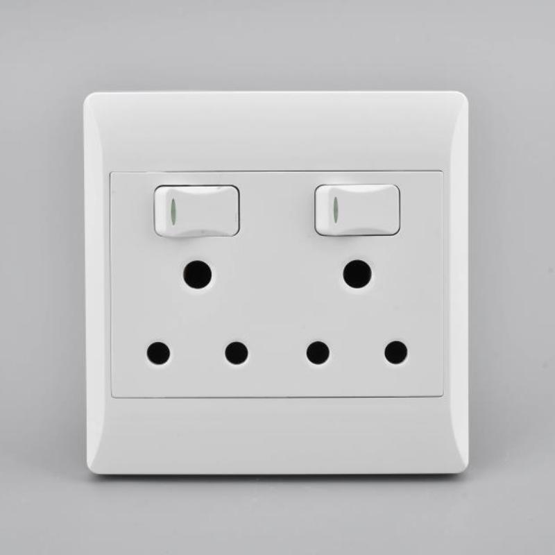 南非插座面板外贸大南非126型插座板南非大面板二位16A三圆孔插座