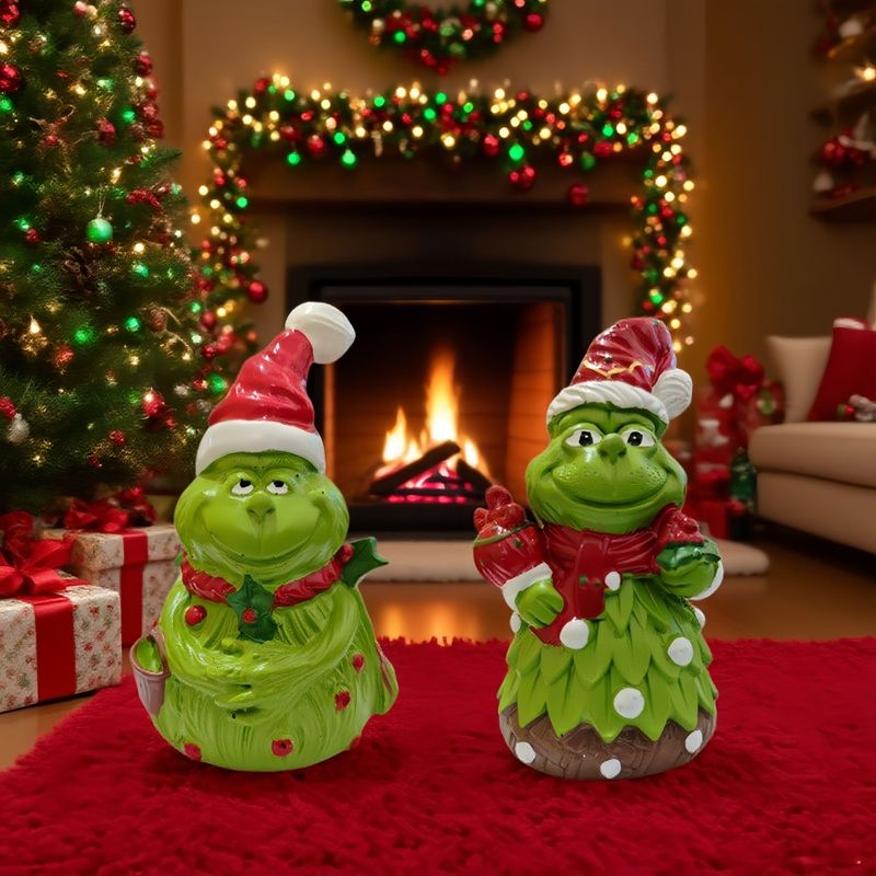 国境を越えた新しいクリスマス老人グリーン奇祝日景観緑雪だるま雰囲気配置装飾家飾り品|undefined