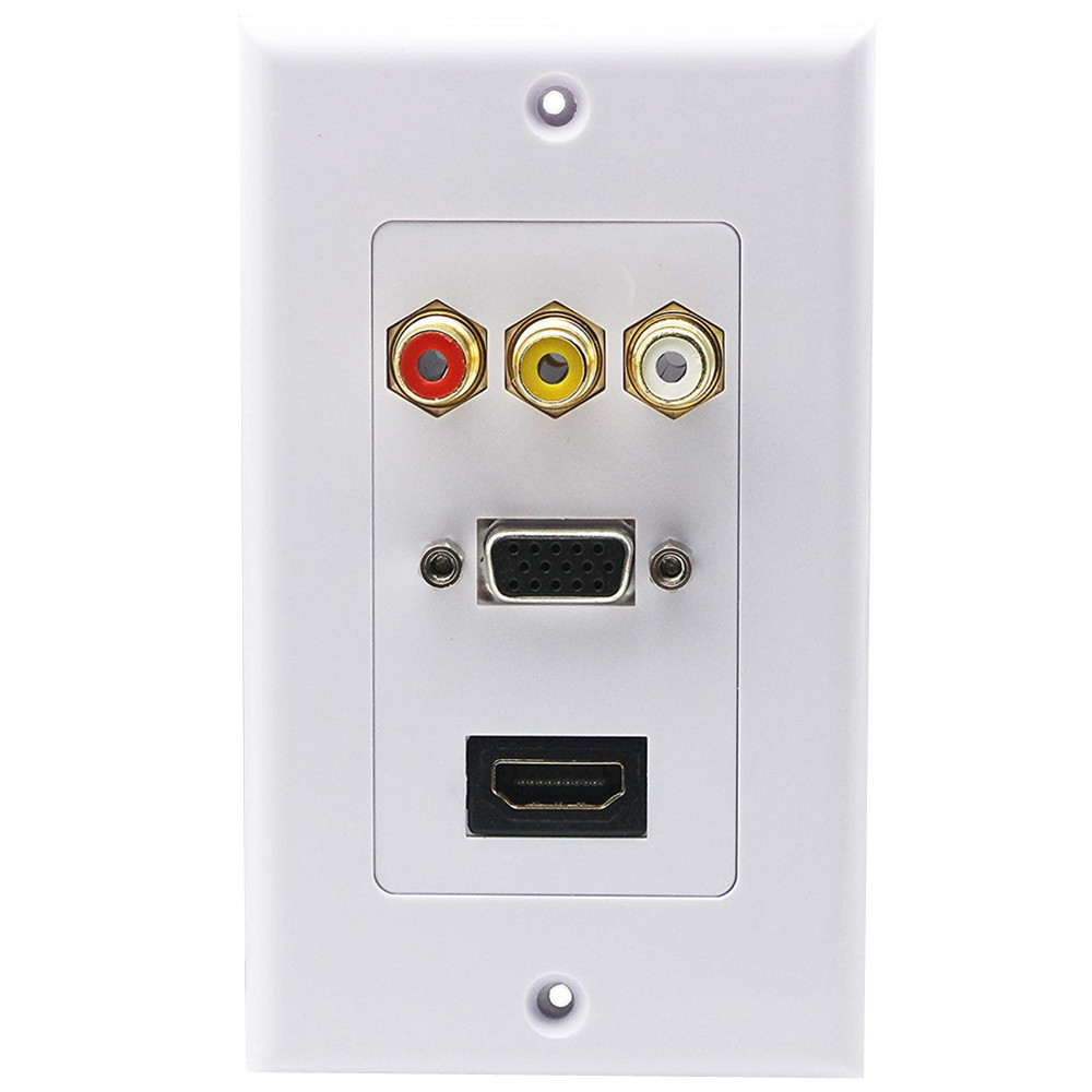 机顶盒莲花音视频VGA RCA音响HDMI高清免焊墙壁插座多媒体面板