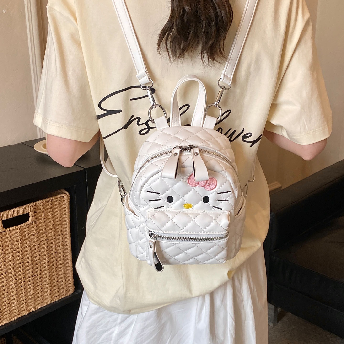Mujer viajar viaje caricatura dulce nuevo lindo 2026 mochila gato mochila de viento gran capacidad de aire extranjero