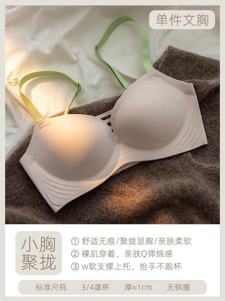 Ropa interior brillante sin costuras pecho pequeño de las mujeres empuja hacia arriba el sujetador delgado de verano soporte suave inalámbrico traje de sujetador anti-flacidez