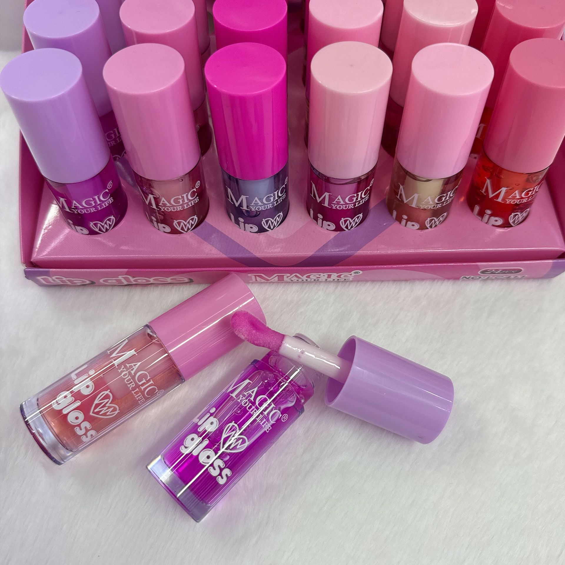 MAGIC lindo dibujos animados hidratante hidratante luz de agua lápiz labial agua hidratante esmalte de labios espejo de luz de agua brillo de labios de vidrio brillo de labios
