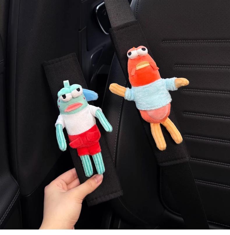 Cute New Car Seatbelt Shoulder Pads Decorative Protective Covers Anti-Wear Car Interior Decoration Dolls for a Couple Female